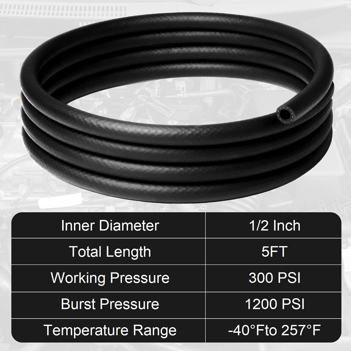 Manguera NBR 1/2" 5ft para motor pequeño negro