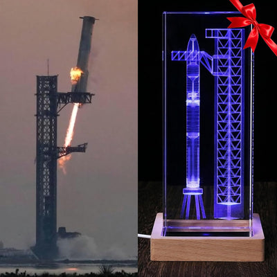 Lámpara cristal cohete 3D luz nocturna regalo espacio