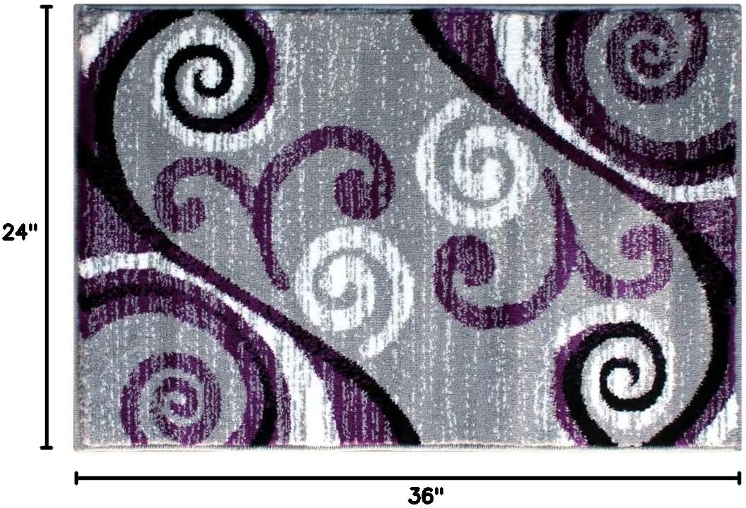 Alfombra área moderna 2x3ft morado gris blanco negro