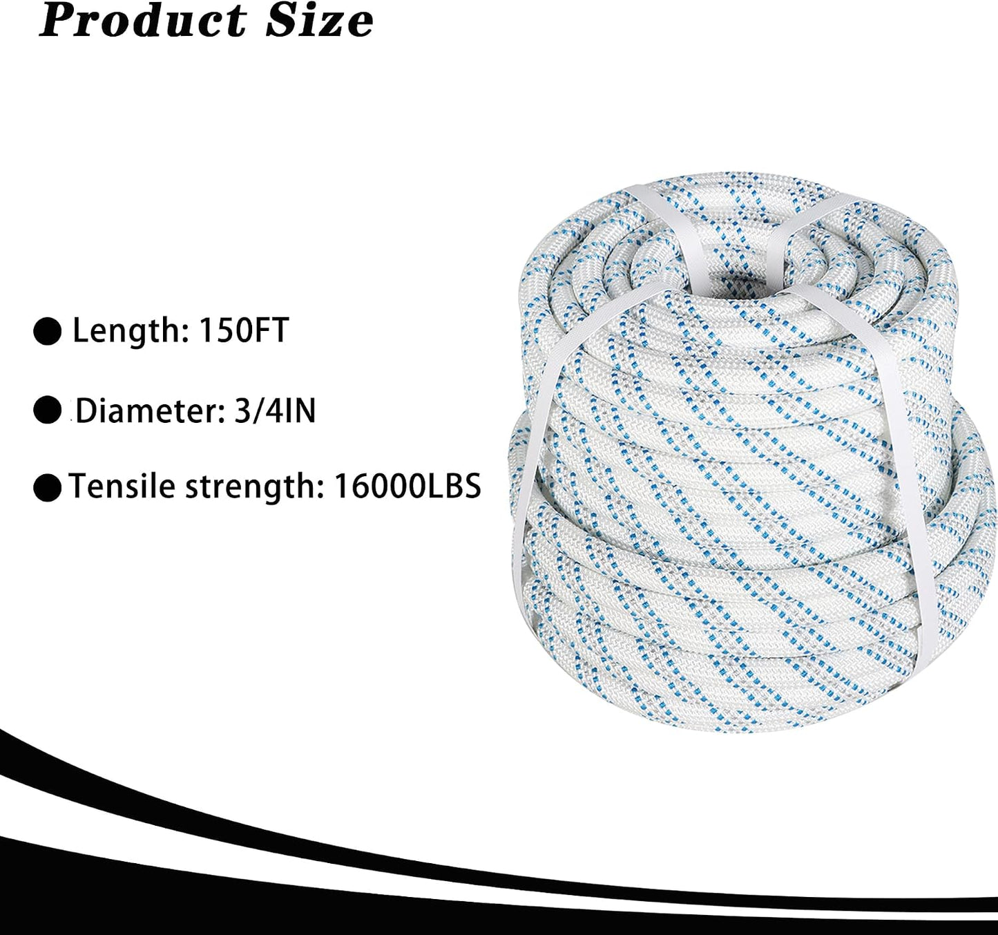 Cuerda poliéster trenzada 3/4" 150ft 16000lb