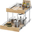 Organiz. gabinete cesta madera alambre 14x21pulg 2 niveles