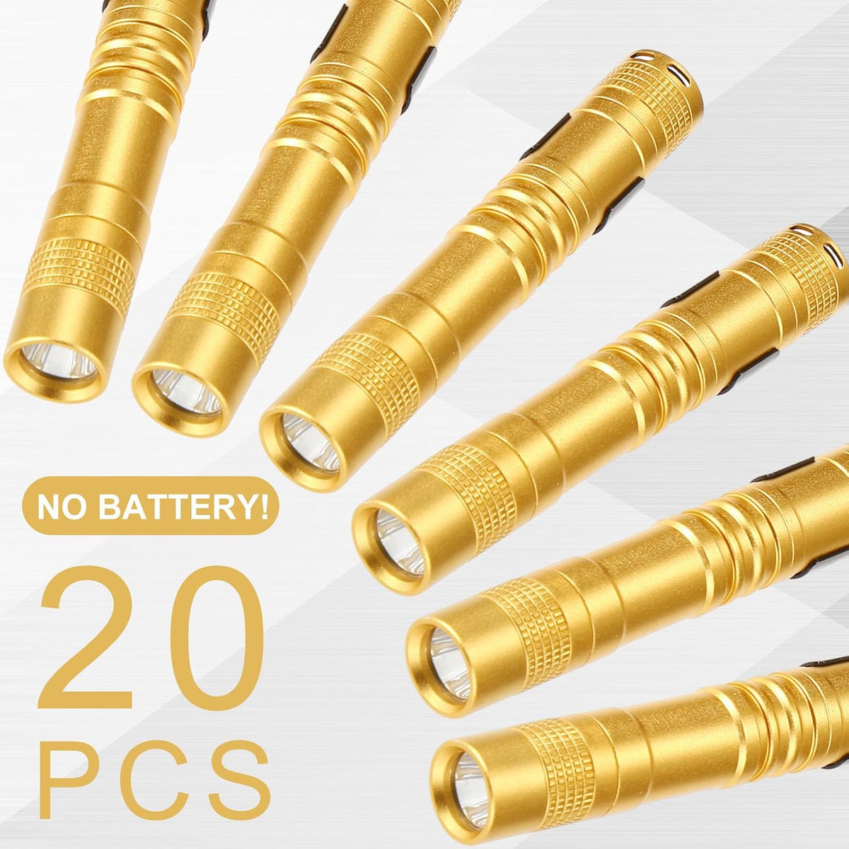 20 Pzas Linterna Bolígrafo LED Sin Batería 3.54pulg Amarillo