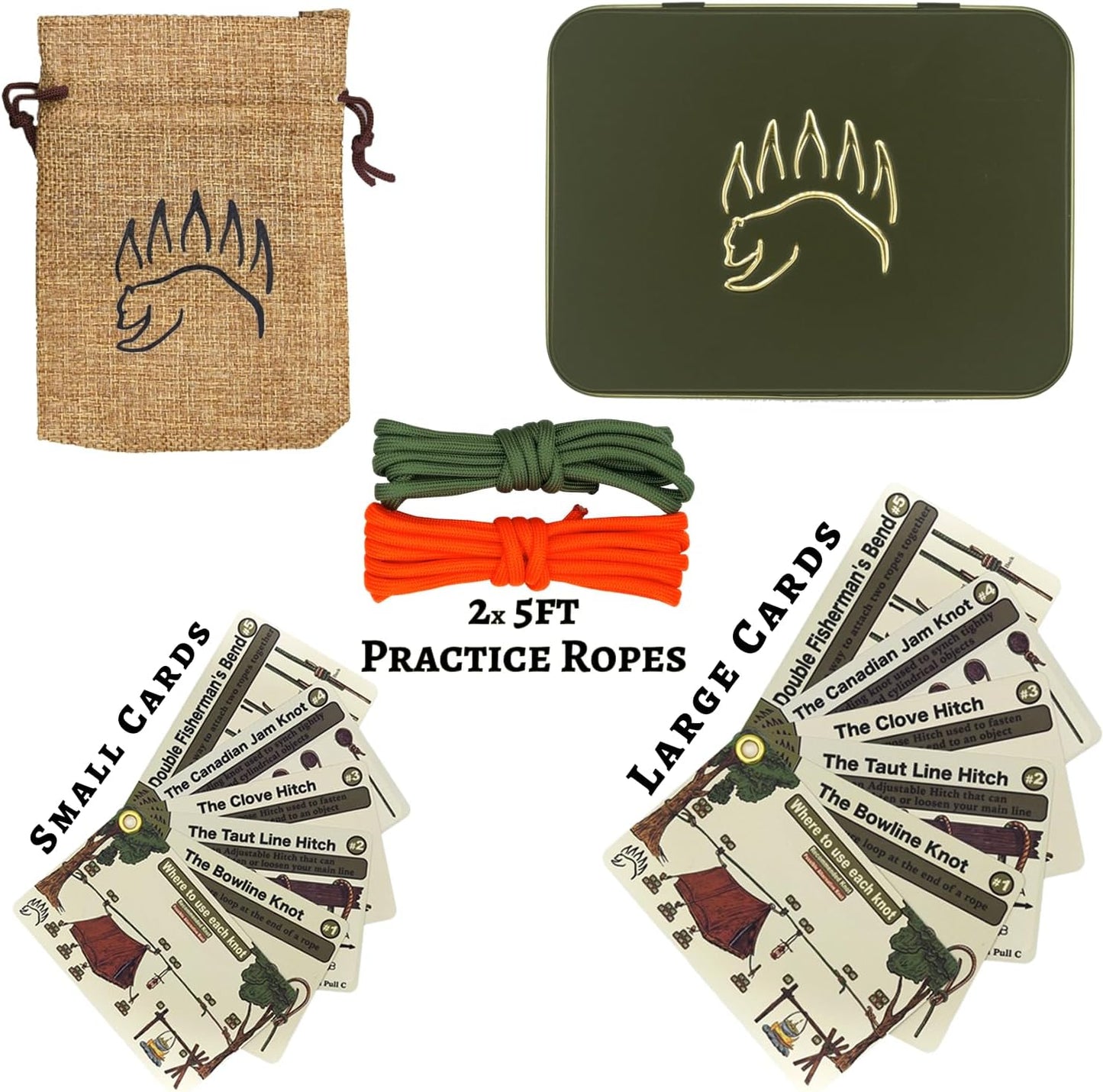 Kit atado nudos campamento tarjetas impermeables