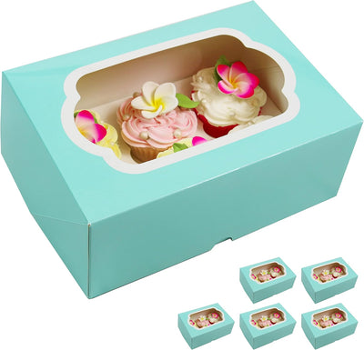 Caja magdalenas resistente con inserto 6 unidades azul