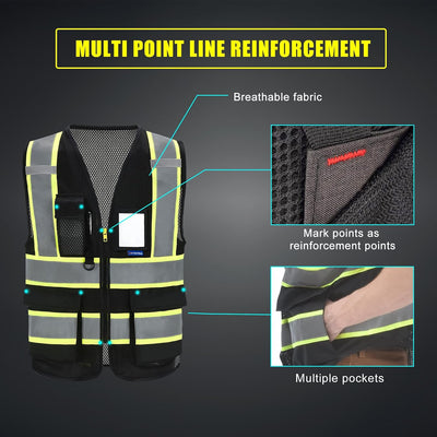 Chaleco seguridad ANSI/ISEA visibilidad alta con cremallera