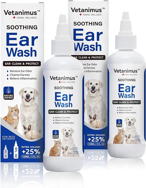Lavado oídos 5.1oz para perros gatos y ganado 2 Botellas