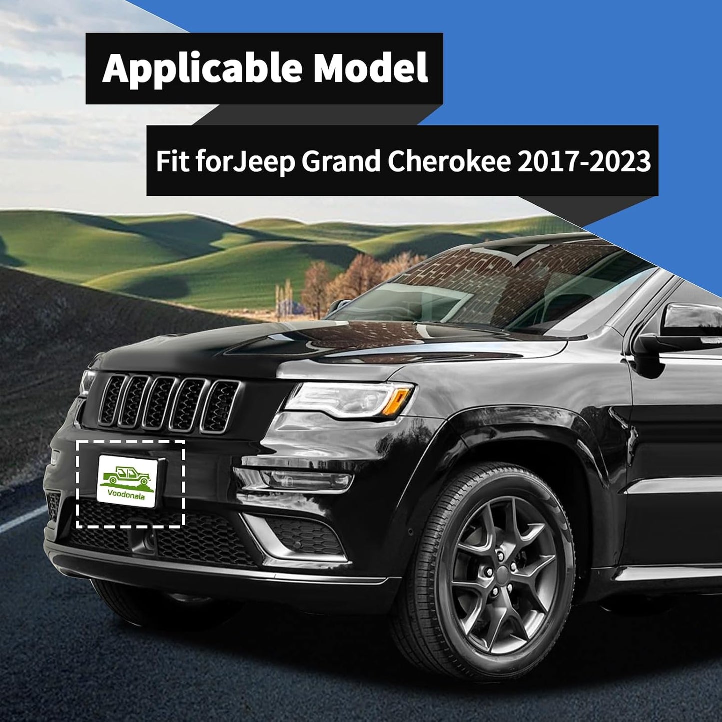 Soporte matrícula Jeep Grand Cherokee 17-23 tipo 1 negro
