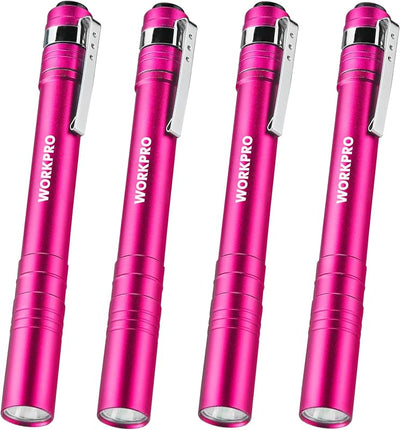 Luz LED bolígrafo aluminio con clip 4uds incluye 2pilas AAA rosa