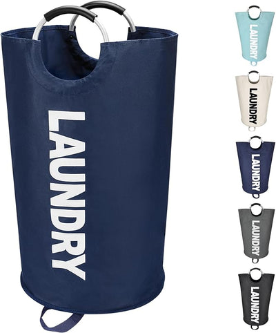 Cesta lavandería extragrande 125L alta plegable azul oscuro