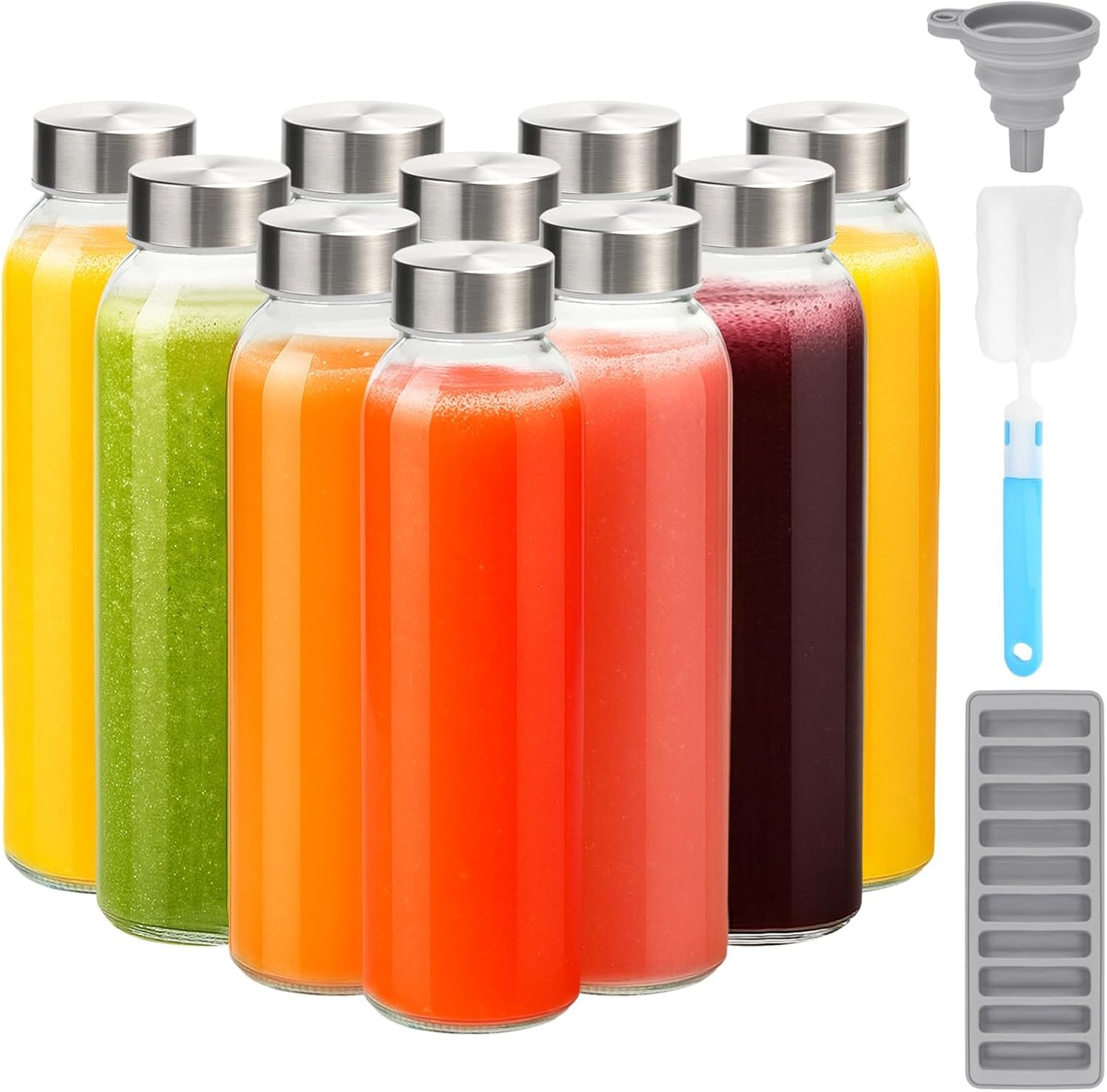 Botellas vidrio 24oz con tapa acero inox set