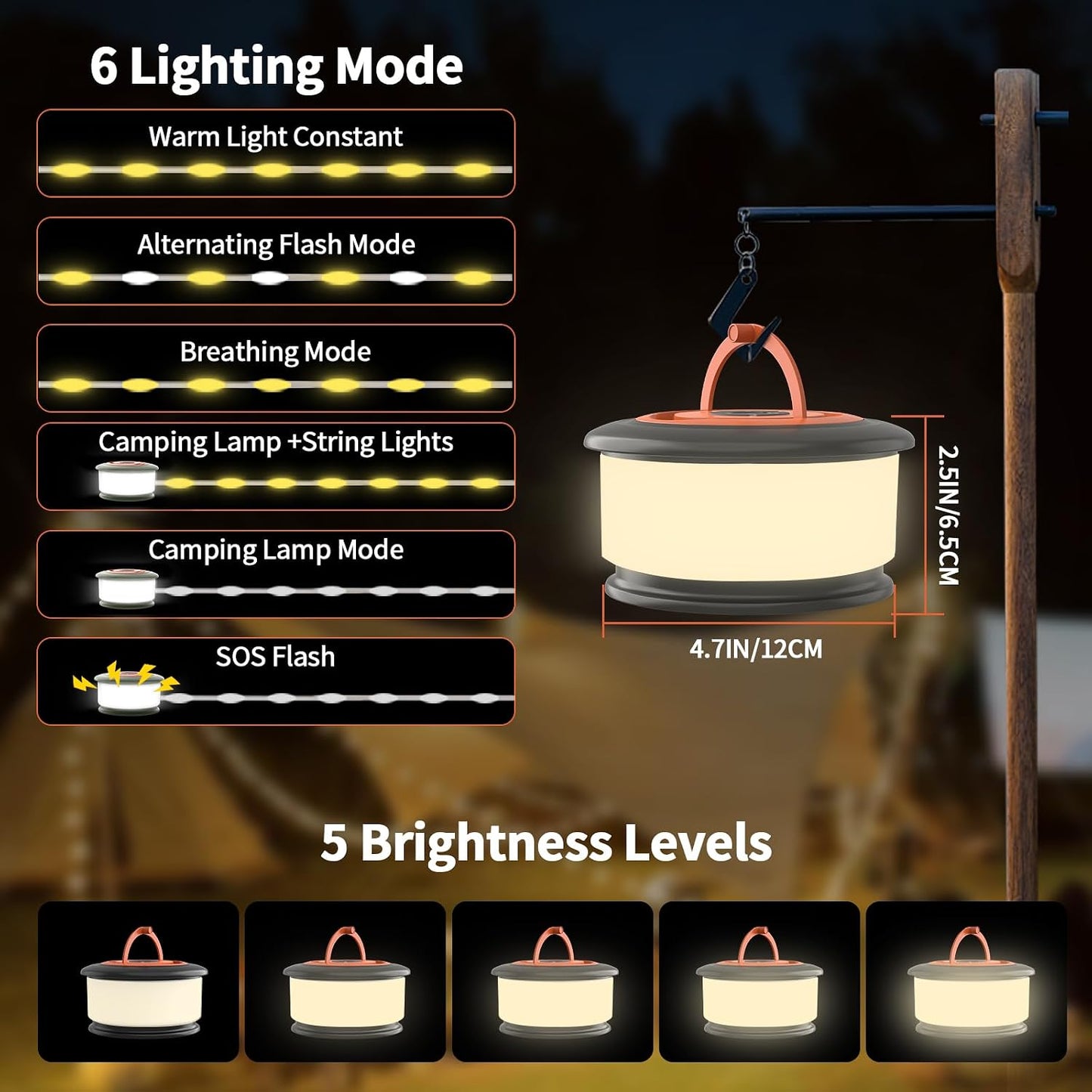 Guirnalda luces camping retráctiles 4en1 32.8pulg