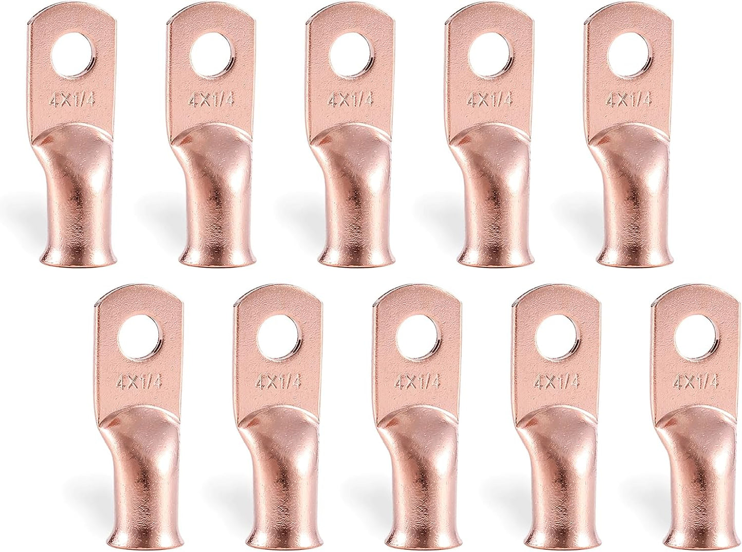 10 Terminales Anillo 4 AWG-1/4pulg M6 para Batería