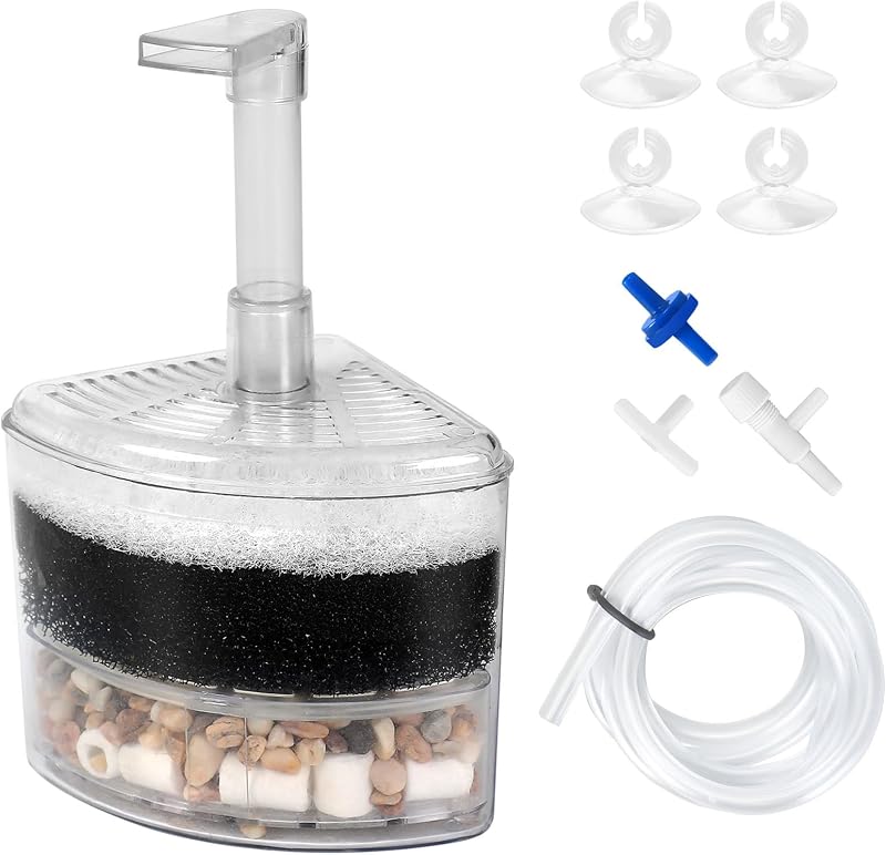 Filtro esponja acuario nano con tubos y ventosas 20gal