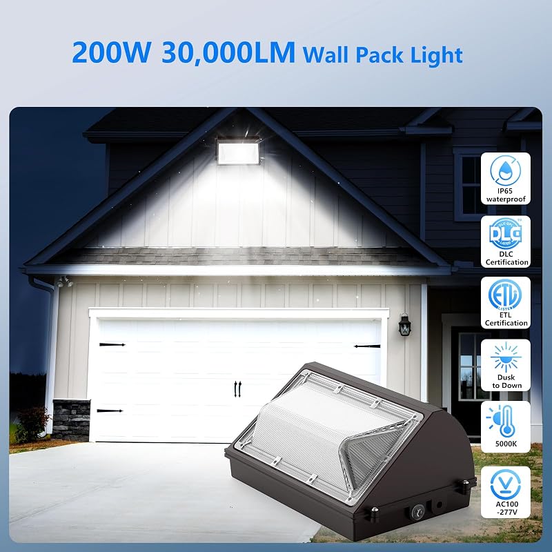 8 Luces LED Pared 200W IP65 Luz Blanca 5000K Exterior