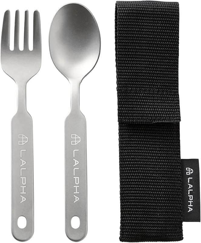 Set cubiertos titanio ultraligero con estuche mochilero