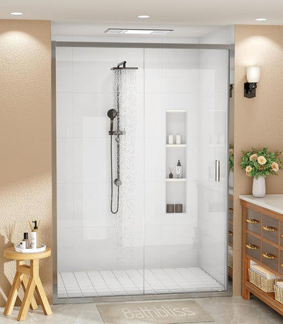 Puerta ducha vidrio deslizante 46x76pulg templado 1/4pulg