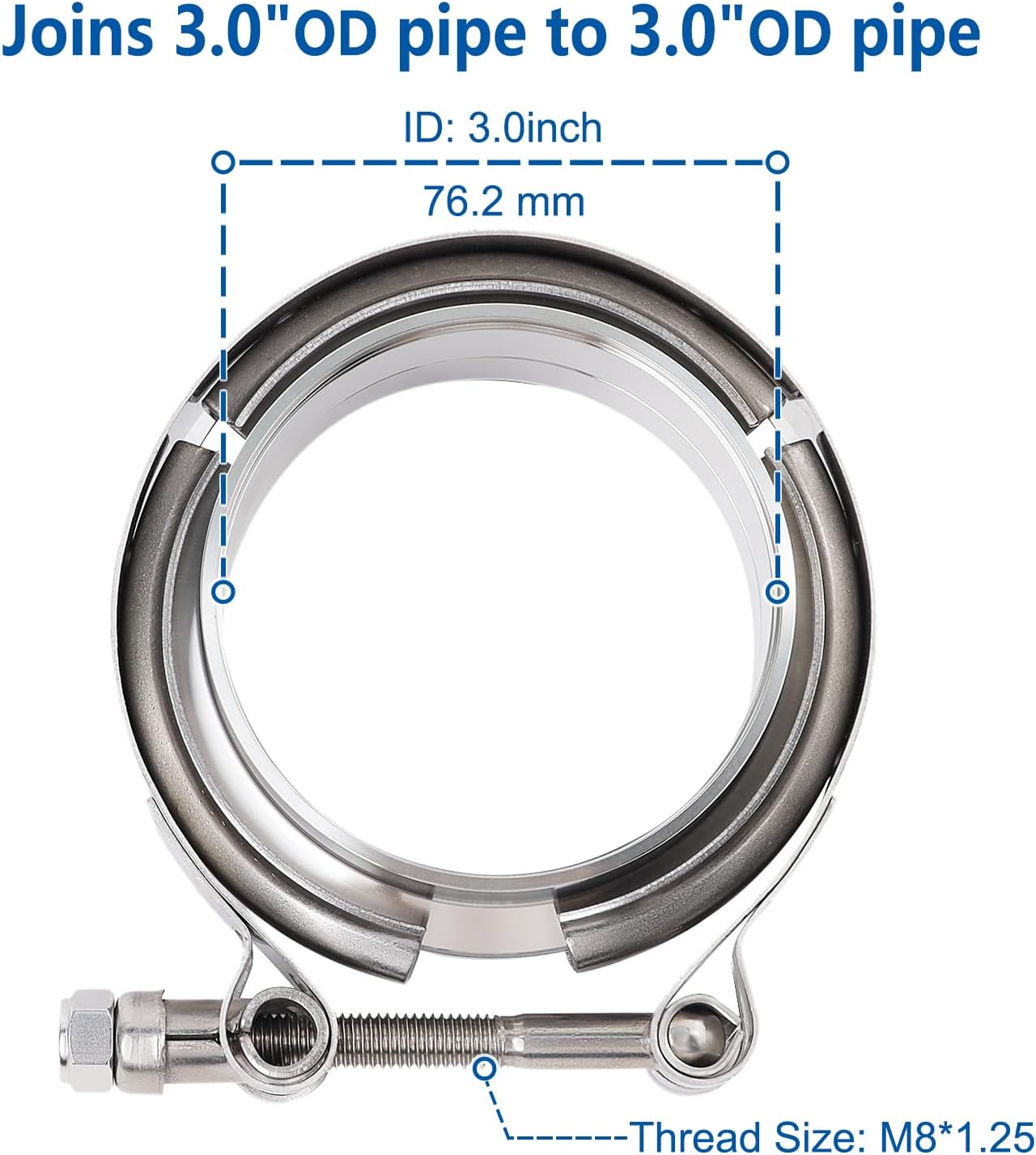Abrazadera V 3" brida acero inox 2 Pzas
