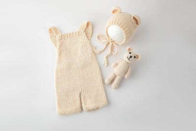 Kit accesorios foto recién nacido gorro oso mameluco disfraz