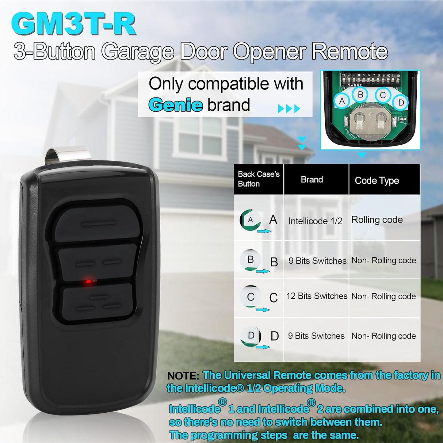 Mando a distancia para abridor de garaje Genie GM3T-R