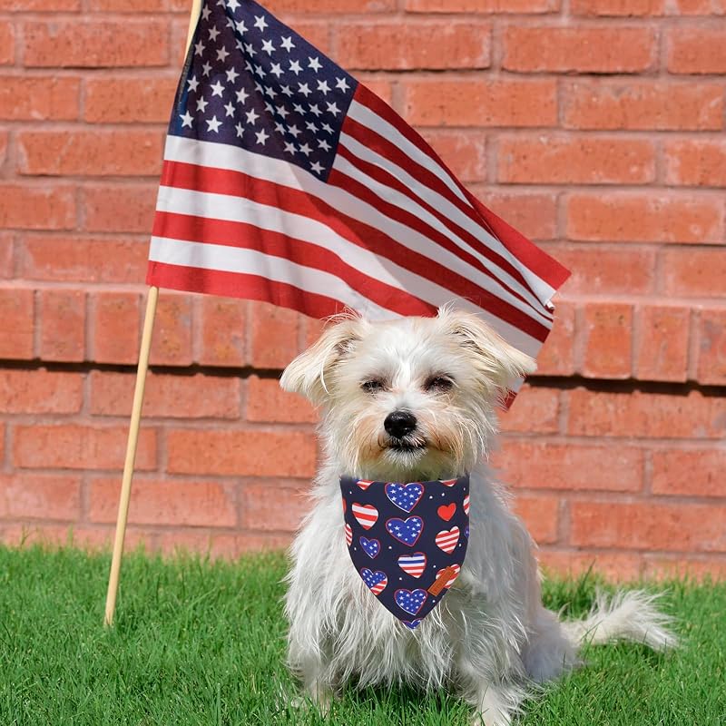 Bandana perro 4 de julio estrellas y bandera reversible grande