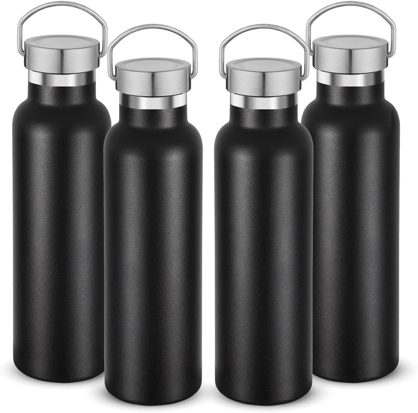 4 Pzas Botella Agua Aislada Acero Inox Doble Pared Tapa Asa