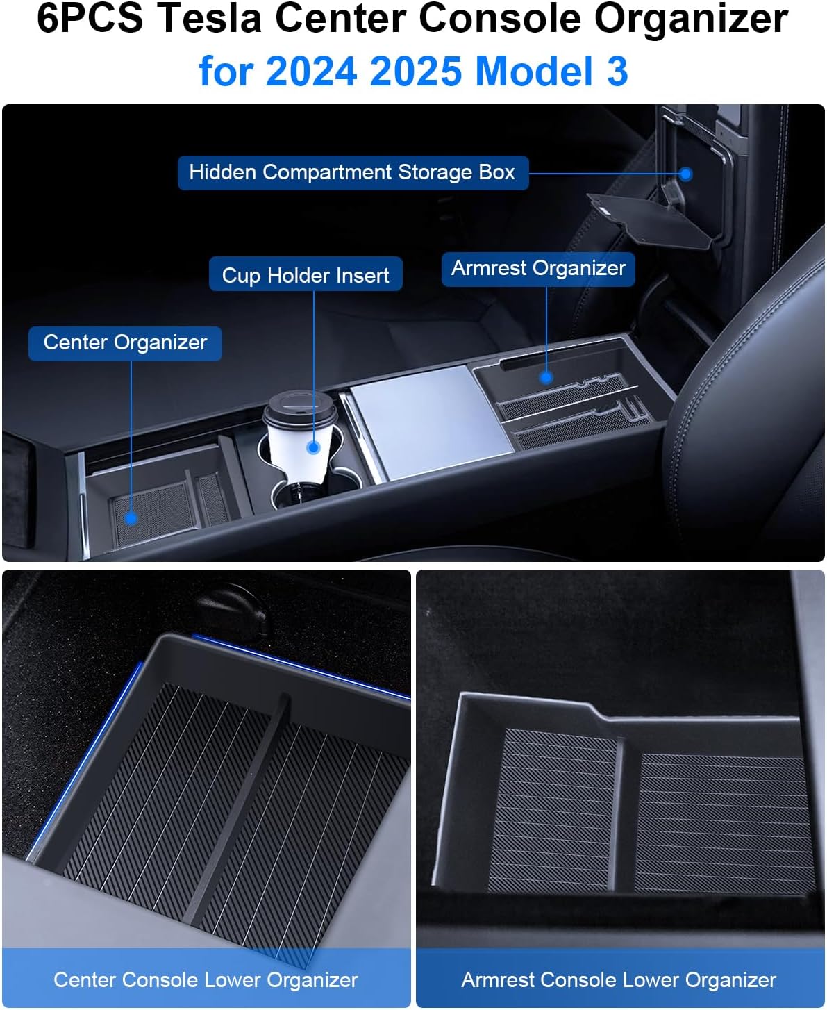 Organiz. consola Tesla Modelo Y Juniper Modelo 3 2025-2026