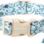Collar perro azul con hebilla rápida S dinosaurio