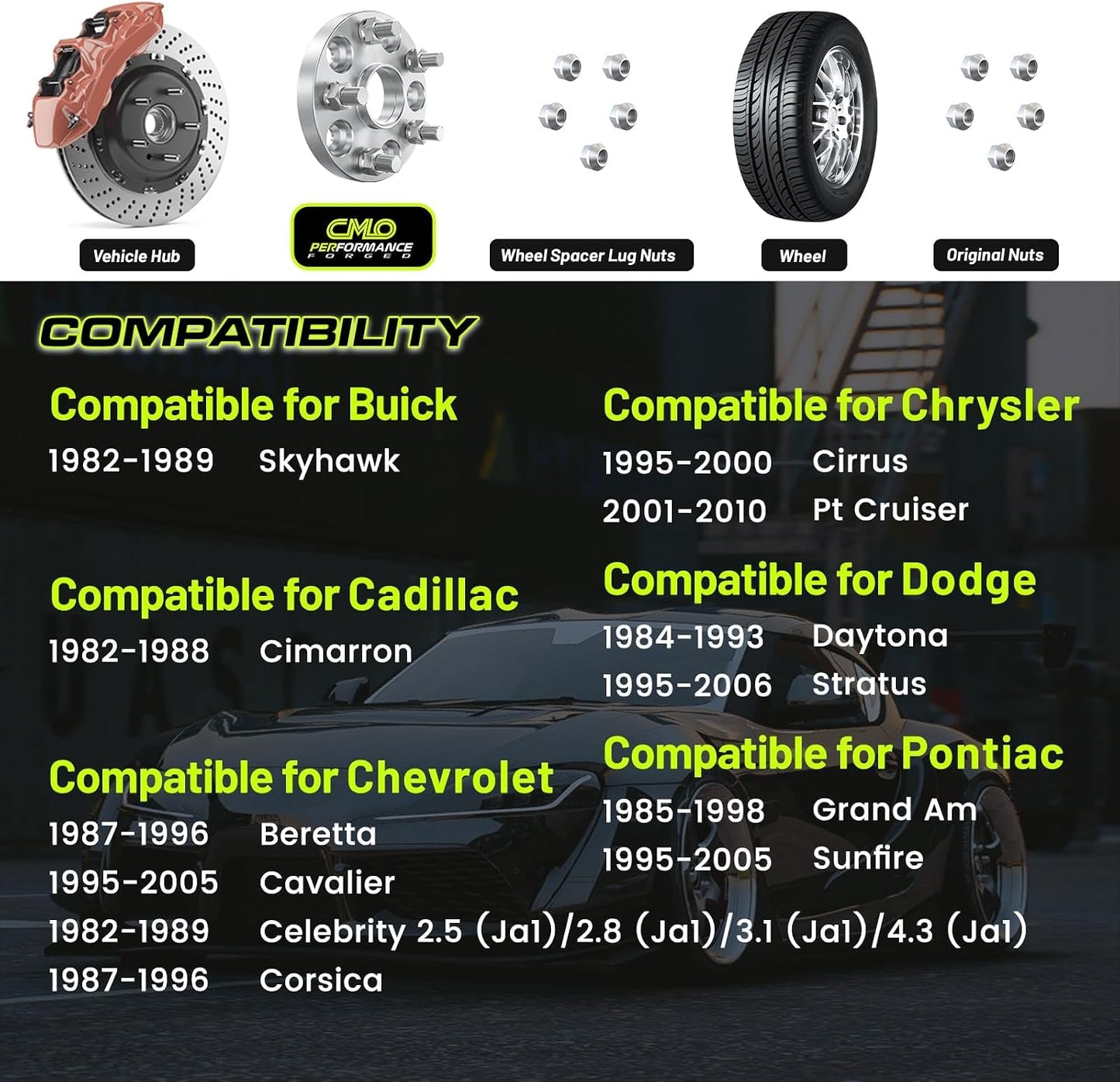 Espaciadores rueda 5x100 1" 2 Pzas comp PT Cruiser