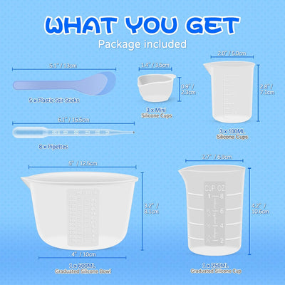 Tazas medición silicón 600ml 250ml 100ml reutilizables