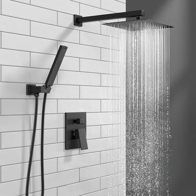 Sistema ducha cuadrado 2 ajustes lluvia rociador negro cromo