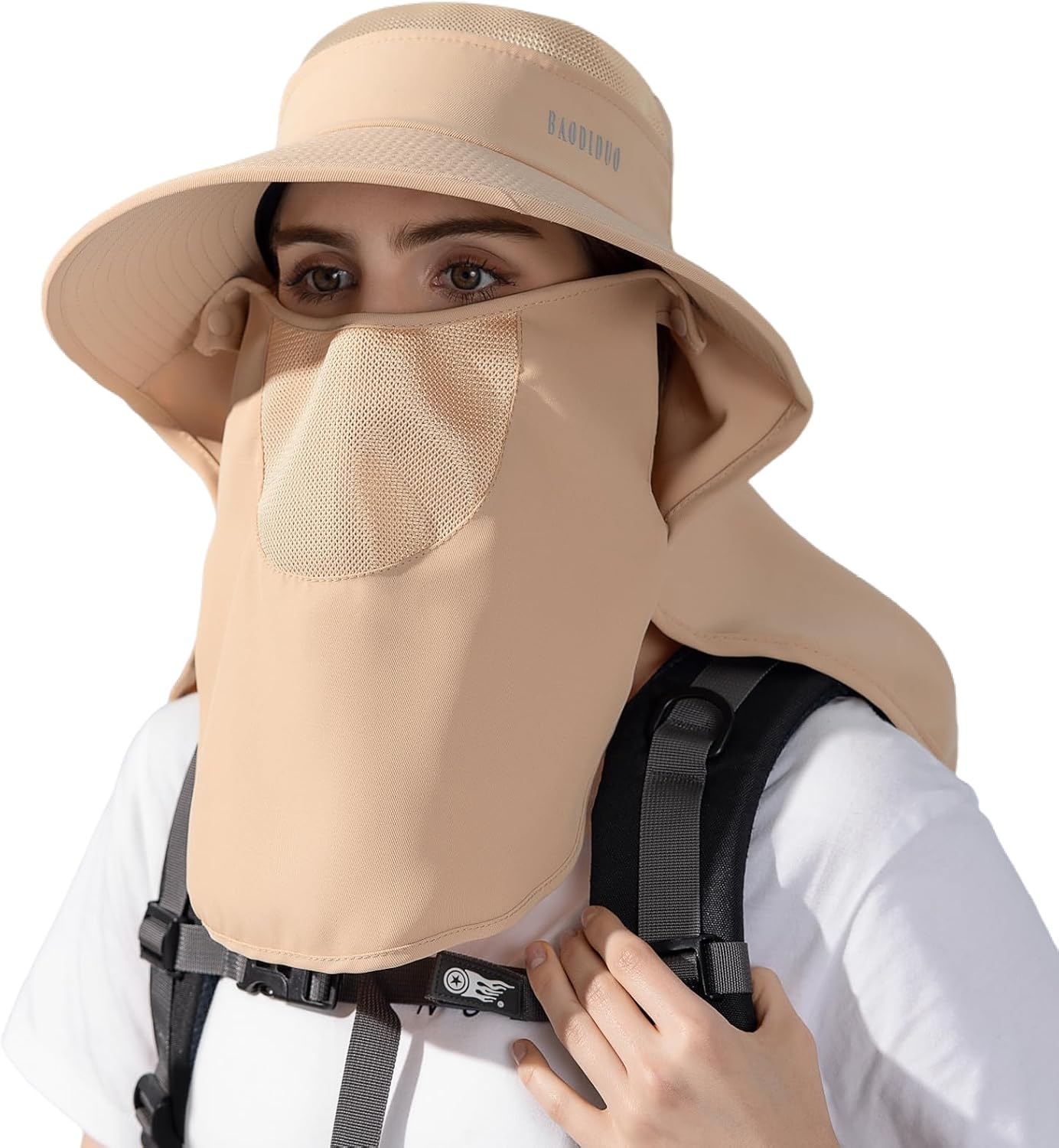 Sombrero sol ancha ala mujer UV visera pesca mascarilla