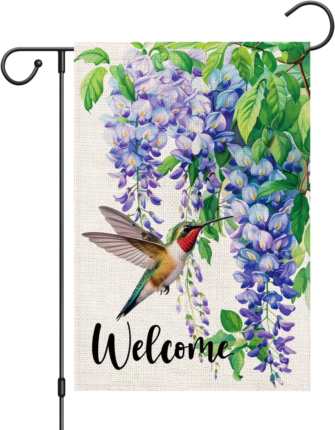 Bandera jardín colibrí 12x18pulg doble cara bienvenida
