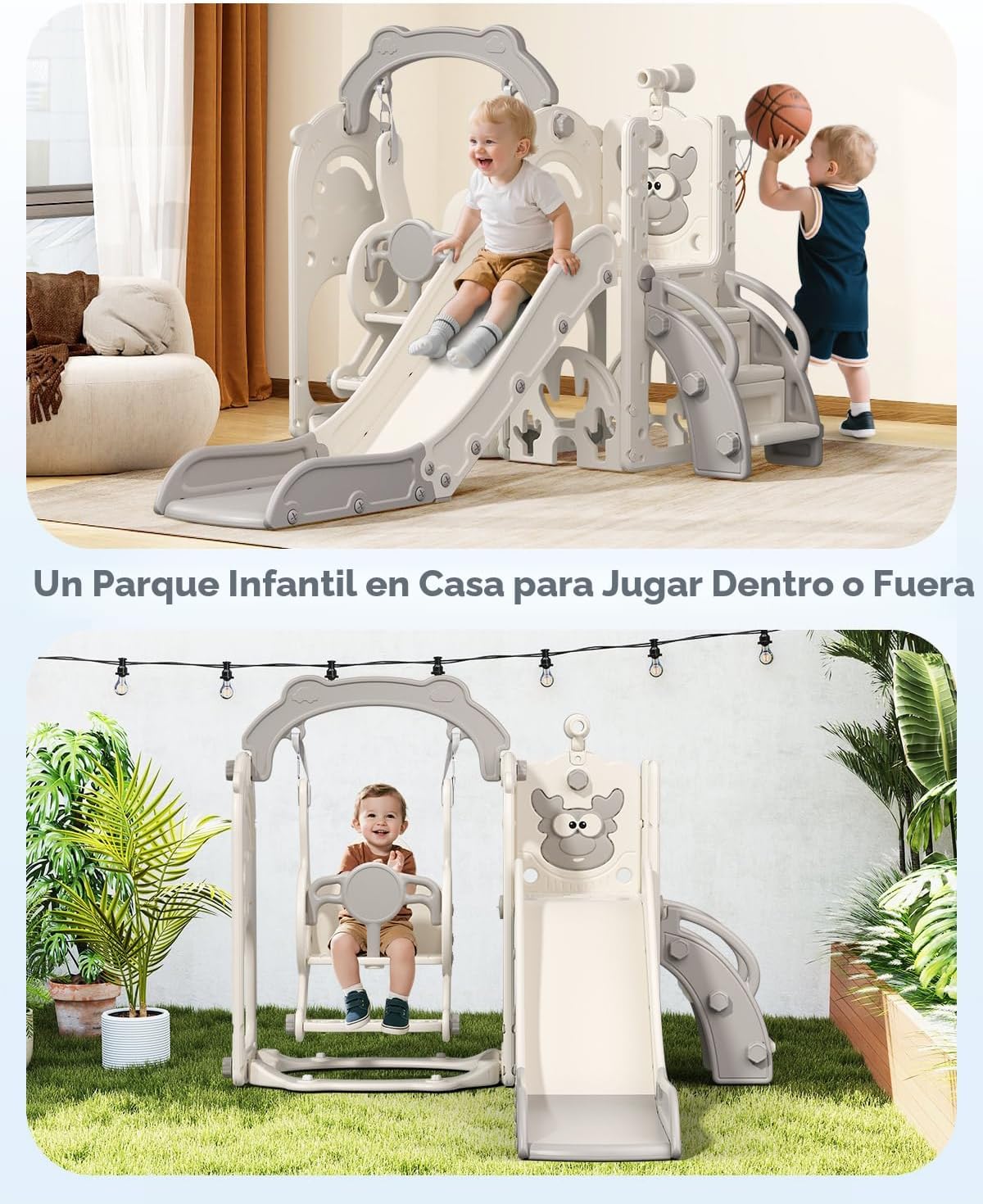 Set tobogán y columpio 7en1 para niños 1 año color