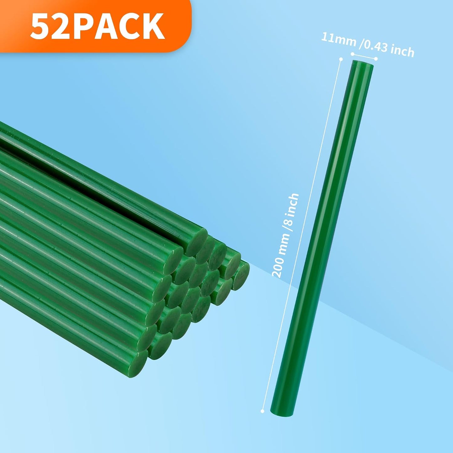 52 Barras Pegamento Termofusible 0.43pulg x8pulg Multiusos