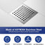 Drenaje ducha 6pulg cepillado base PVC rejilla acero inox