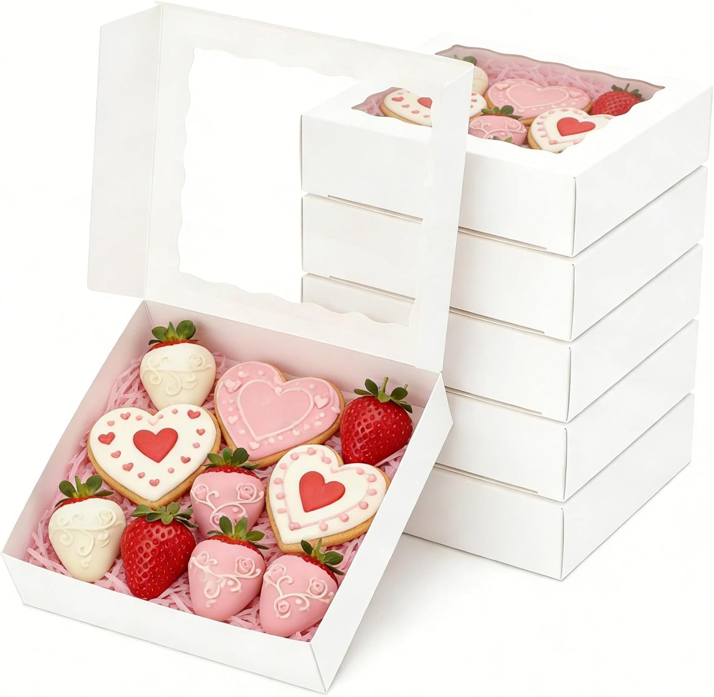 30 Cajas Panadería 8x8x2pulg con Ventana Galletas