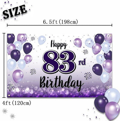 Decoración cumpleaños 83 globo morado cartel grande