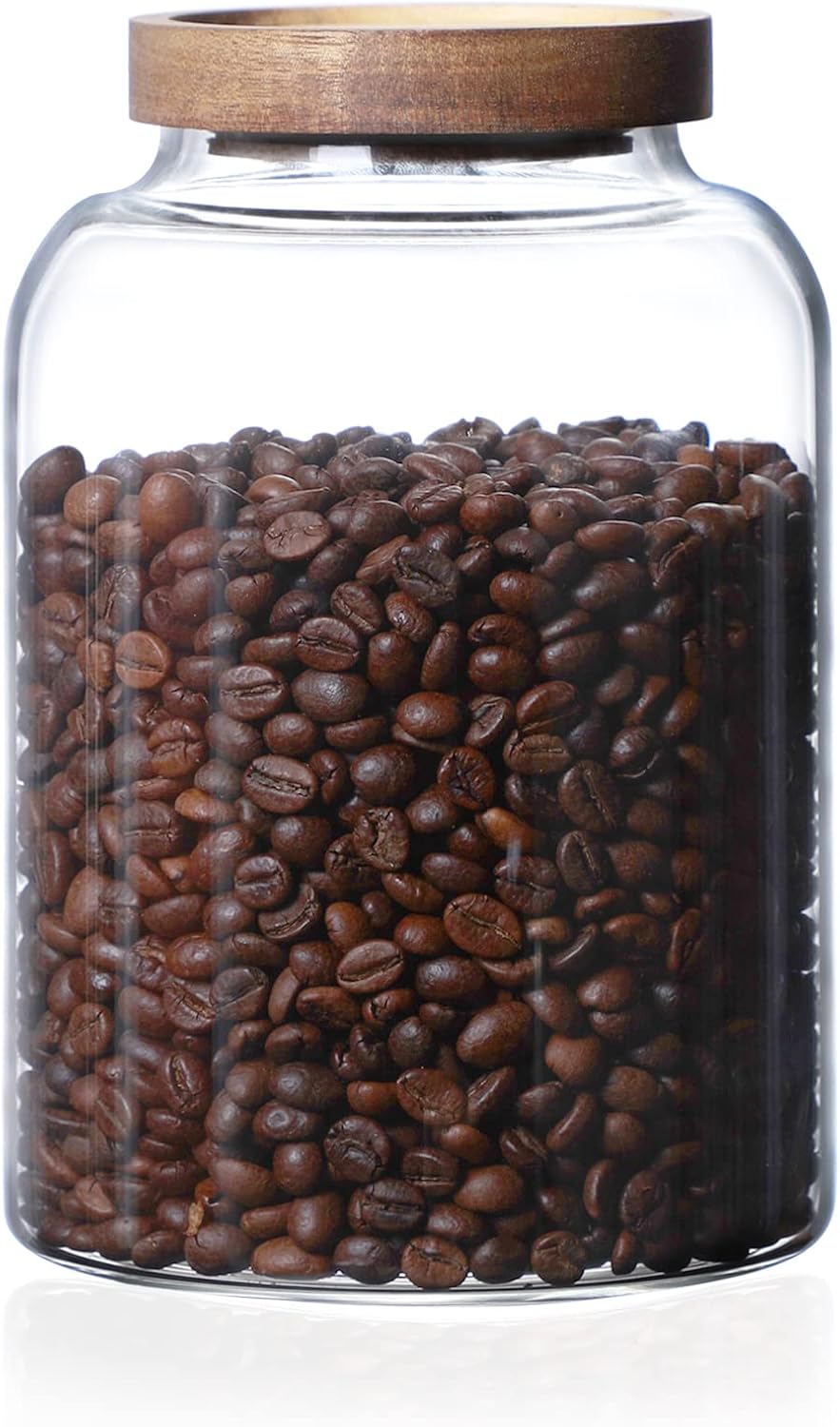 Frasco vidrio 67.6oz con tapa madera hermética