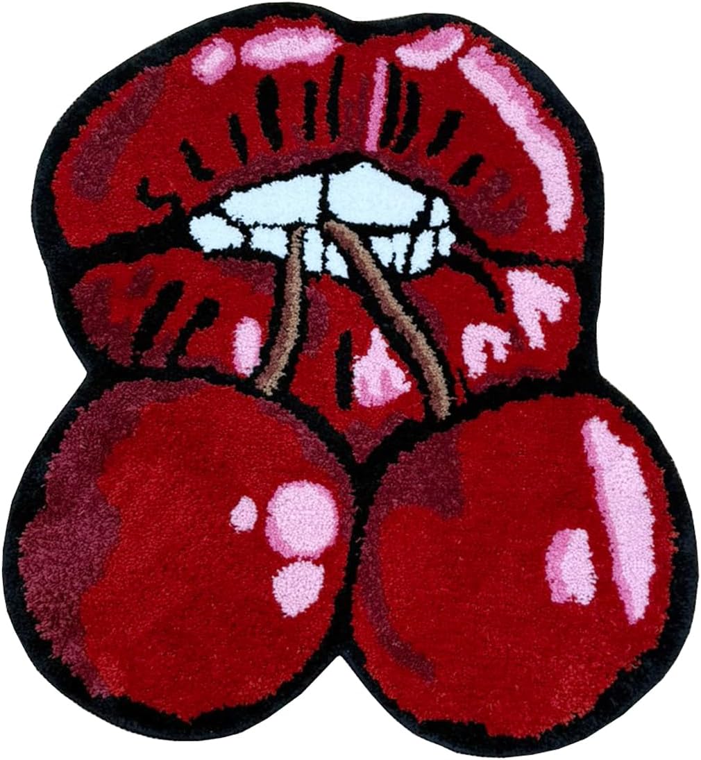 Alfombra decorativa labios rojos cereza antiderrap