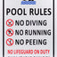 Letrero seguridad piscina aluminio reglas natación