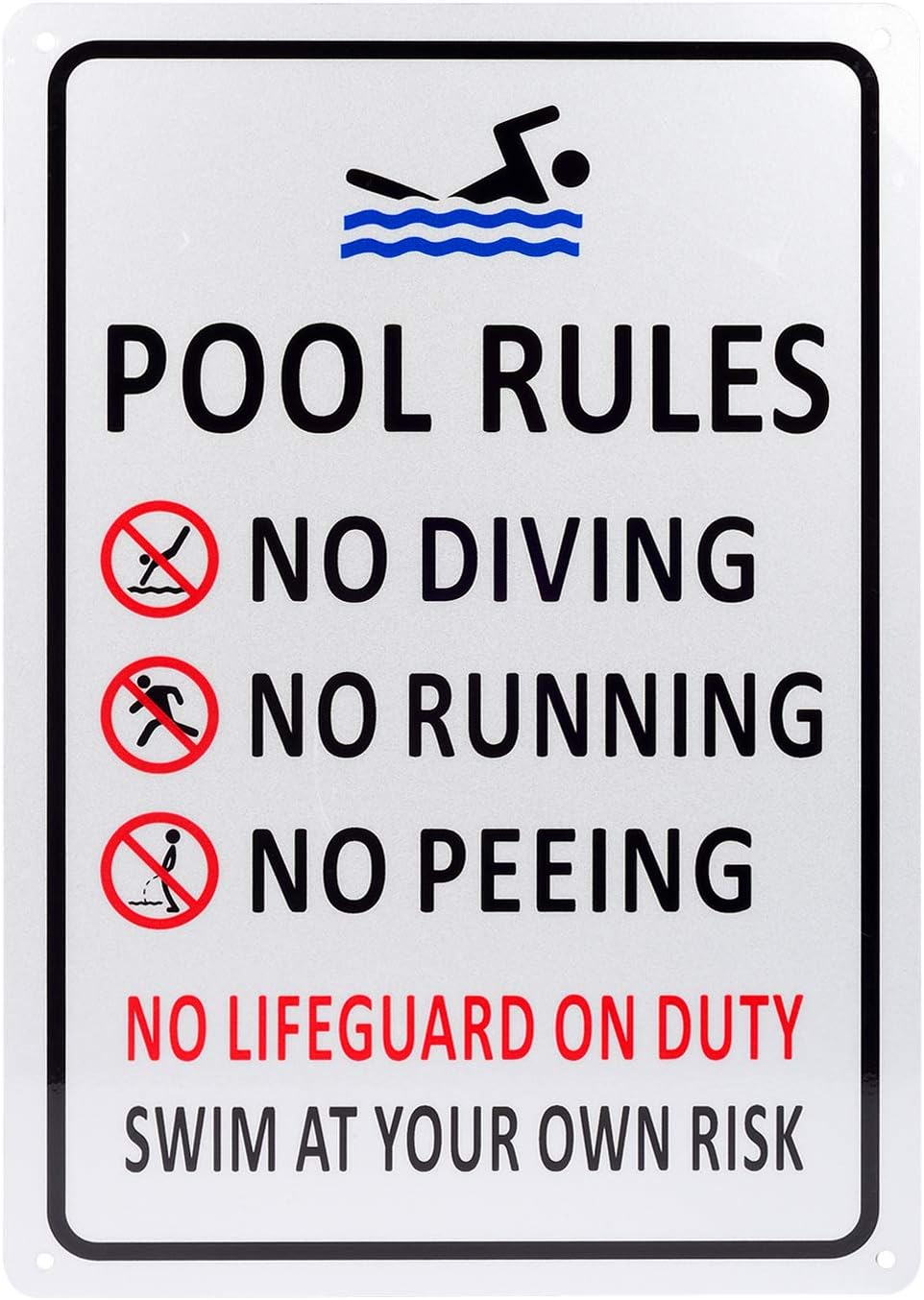 Letrero seguridad piscina aluminio reglas natación
