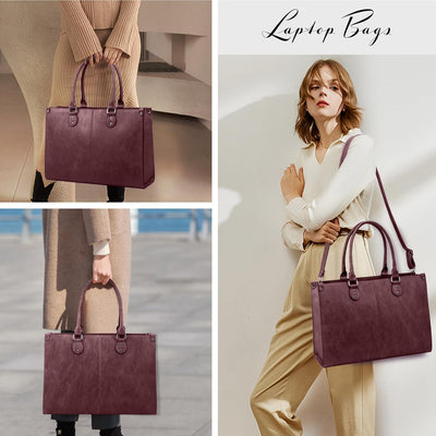Bolso hombro cuero vintage para laptop 15.6pulg fucsia