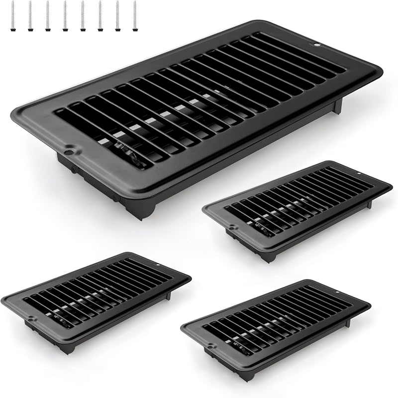 4 Pzas Rejilla Ventilación Suelo RV 4x8" Negro