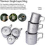 Set tazas titanio tapa mango plegable campamento ligera
