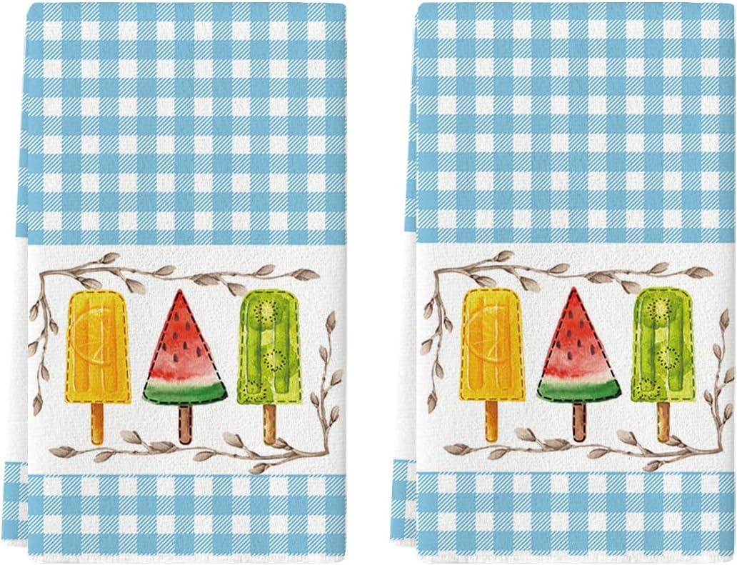 Juego de 2 toallas de cocina verano con sabor a frutas azul claro 18x26