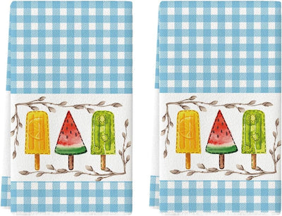 Juego de 2 toallas de cocina verano con sabor a frutas azul claro 18x26