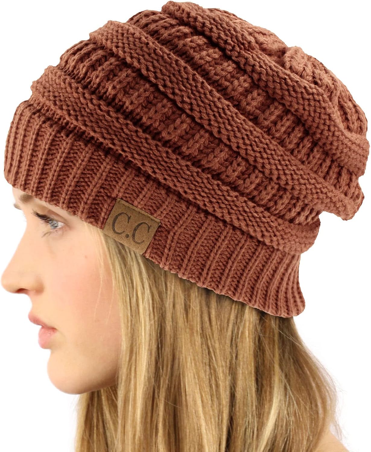 Gorro tejido cable grueso estirable invierno otoño