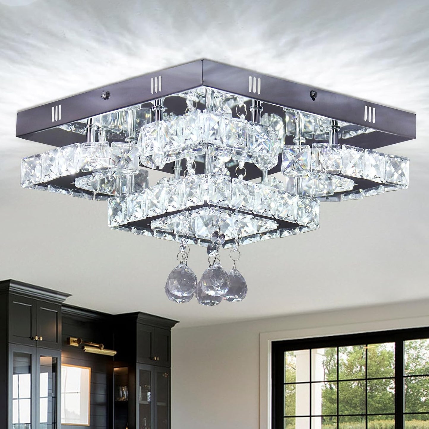 Candelabro Led Cristal 4 Pétalos Luz Blanca