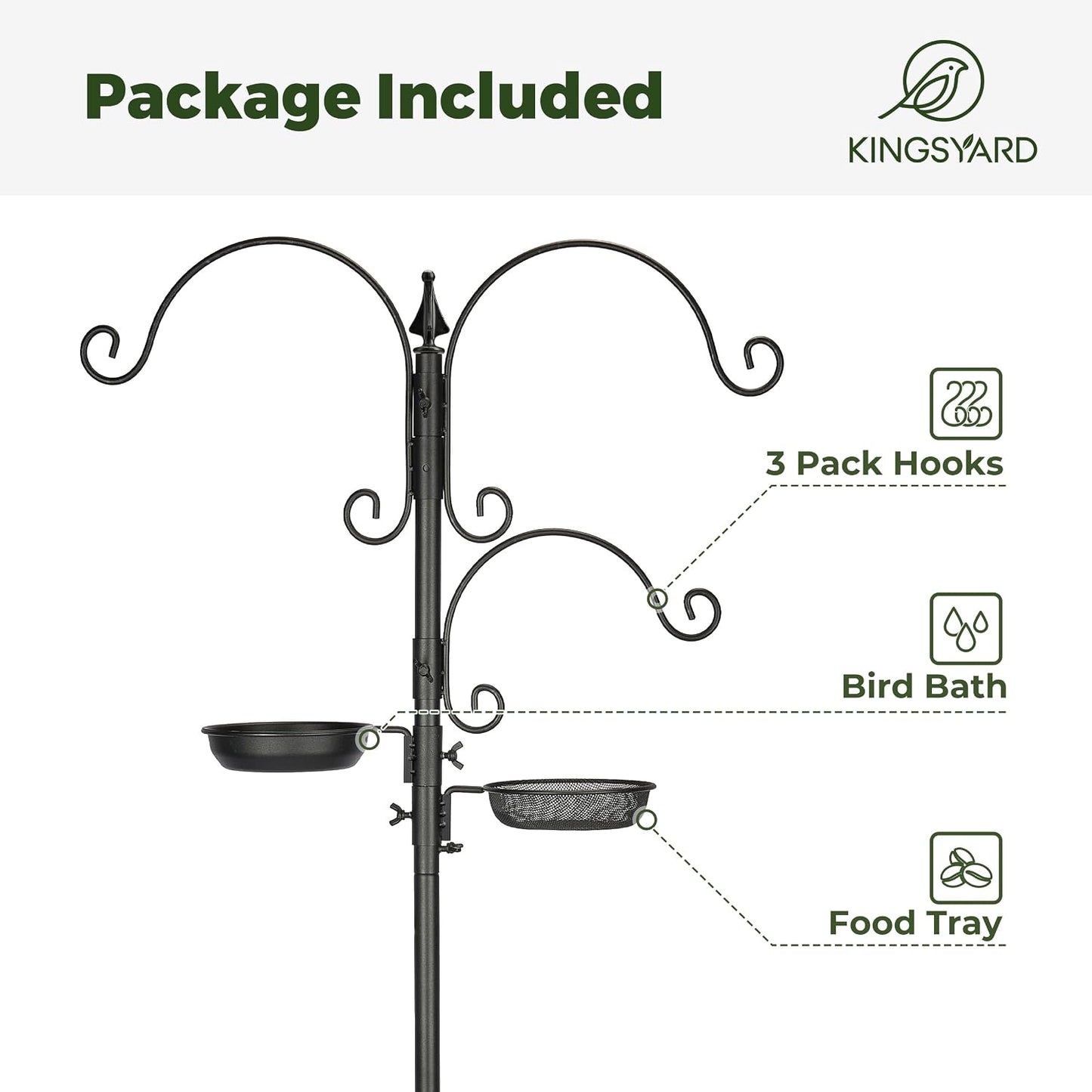 Kit poste comedero 85pulg base 5 puntas soporte exterior