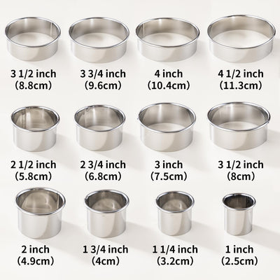 Juego 12 Cortadores Galletas Acero Inox 1/2/3/4/5pulg con Caja